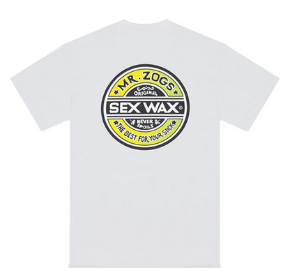 Mr Zogs Sex Wax T-Shirt - Word Fade - White/Green