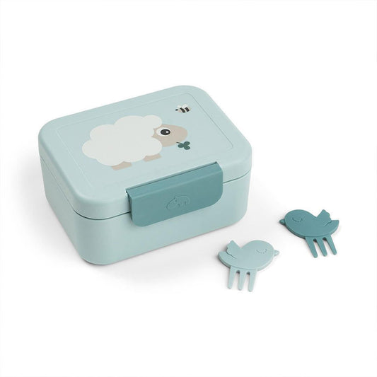 Done by Deer Tiny Lunch Box With Snack Picks - Tiny Farm Blue