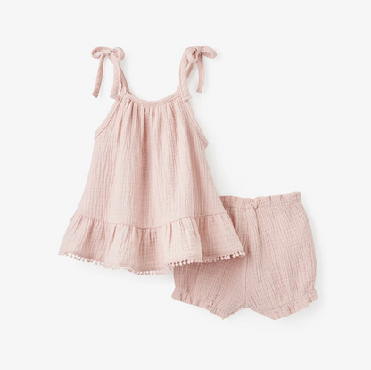 Blush Organic Muslin Tie Top Set