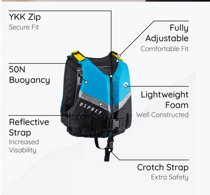 Osprey Kids Buoyancy Aid, Junior 50N Waterproof Buoyancy Vest Blue