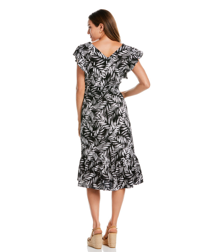 Animal Print Ruffle Dress (Black)
