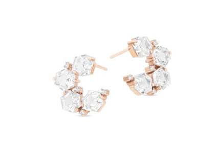 Luella Morganite Topaz Sideways Spiral Hoops