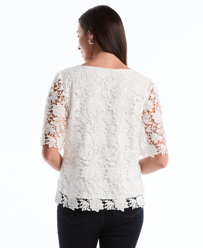 Petite Scalloped Lace Top (Star White)
