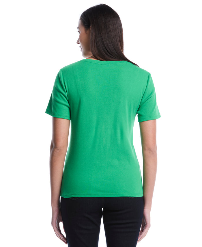 Petite Welt Pocket Button Detail Top (Fern Green)