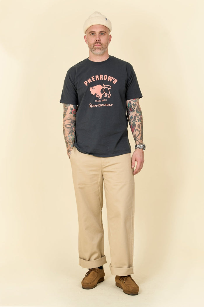 Pherrow's Classic Buffalo Print T-Shirt - Sulphur Black - Pherrow's - URAHARA