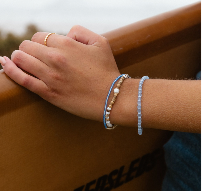 PINEAPPLE BLUE WAVES BEADED BRACELET SET - STYL-936