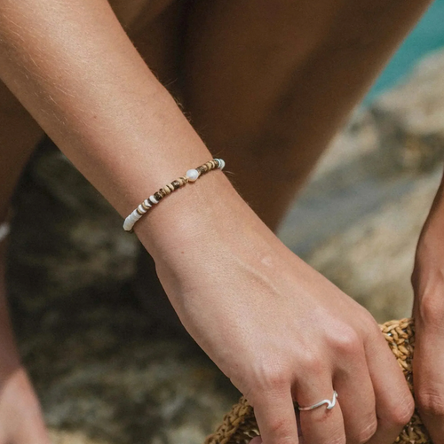 PINEAPPLE COCONUT WOOD BEADED BEACH BRACELET-COCBP-008
