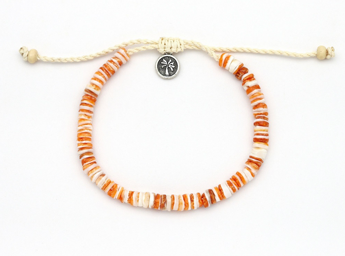 PINEAPPLE ENU ISLAND SHELL ORANGE /WHITE ANKLET -038