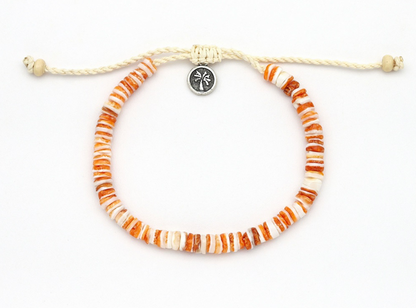 PINEAPPLE ENU ISLAND SHELL ORANGE /WHITE ANKLET -038