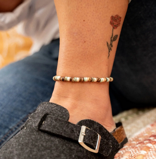 PINEAPPLE LAUT COCONUT WOOD BEADED ANKLET- COCAP-012