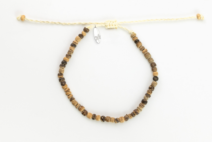 PINEAPPLE LAUT NATURAL COCONUT WOOD BEADED ANKLET