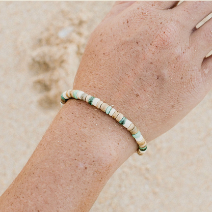 PINEAPPLE LAUT TURQUOISE & WOOD BEADED BRACELET- COCBP-012