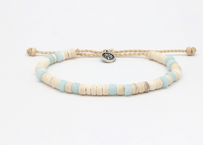 PINEAPPLE  LAUT WHITE/BLUE  & WOOD BEADED BRACELET - KALB-039