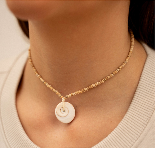 PINEAPPLE LIVADI COWRIE SHELL CHOKER NECKLACE- NCKP-132