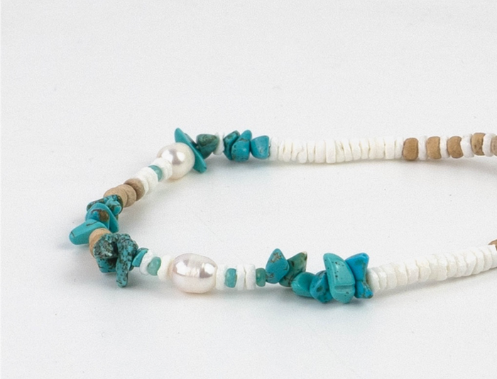 PINEAPPLE LOVE IS HERE NATURAL STONE, PEARL & SHELL BRACELET