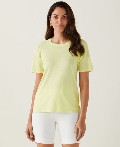 Pleated Raglan Sleeve Tee (Pale Lime Yellow)