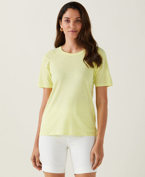 Pleated Raglan Sleeve Tee (Pale Lime Yellow)
