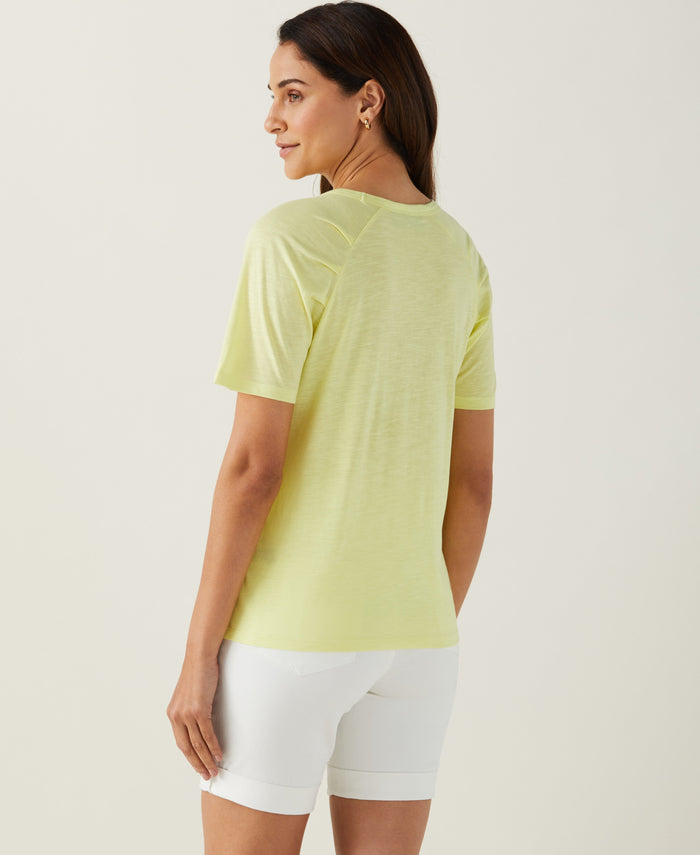 Pleated Raglan Sleeve Tee (Pale Lime Yellow)