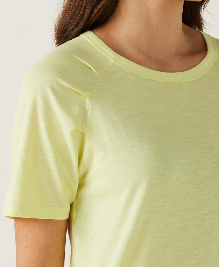 Pleated Raglan Sleeve Tee (Pale Lime Yellow)