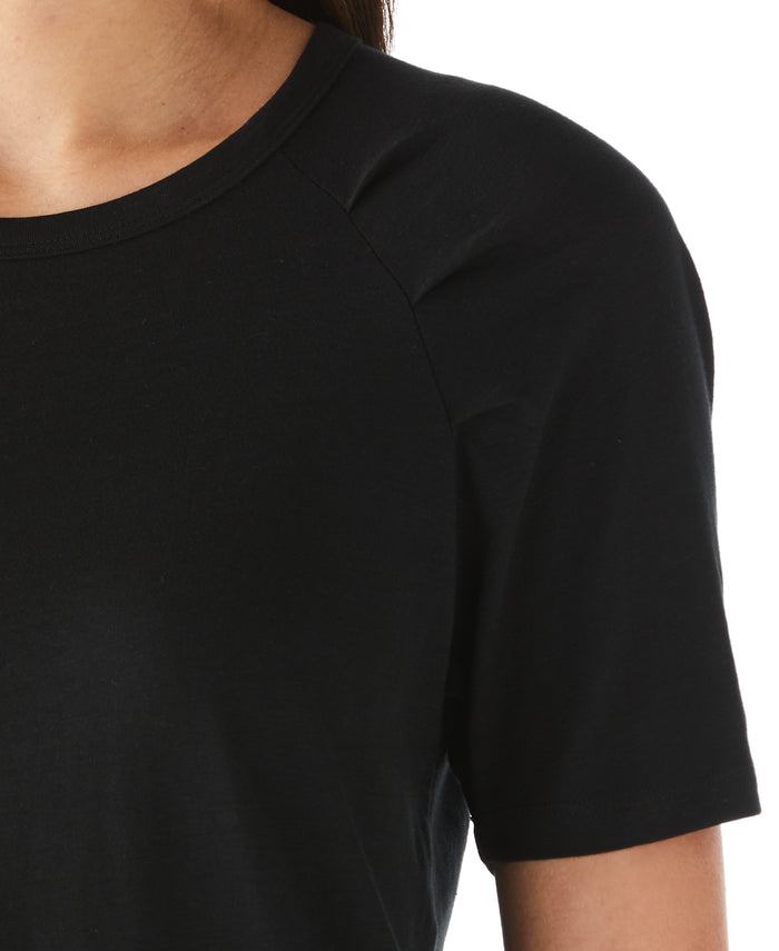 Pleated Raglan Sleeve Tee (Black)