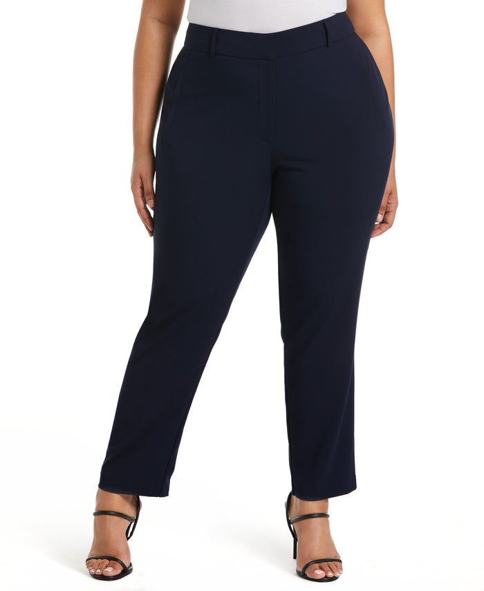 Classic Fit Clean Straight Leg Ankle Pant (Navy)