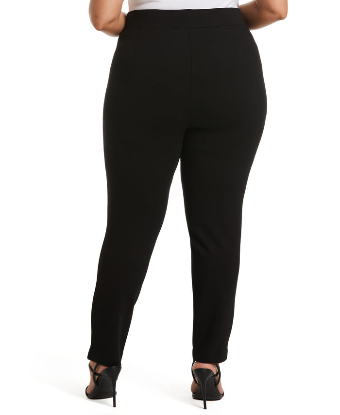 Classic Fit Pull-On Ankle Pant with Zipper Detail (Black)