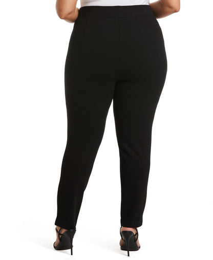 Classic Fit Pull-On Ankle Pant with Zipper Detail (Black)