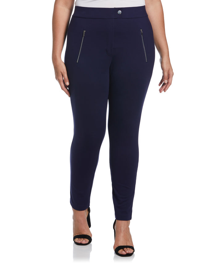 Classic Fit Pull-On Ankle Pant with Zipper Detail (Peacoat)