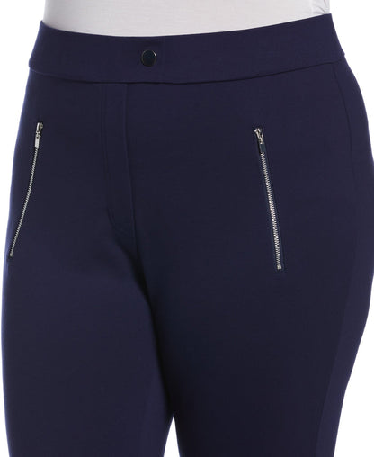 Classic Fit Pull-On Ankle Pant with Zipper Detail (Peacoat)