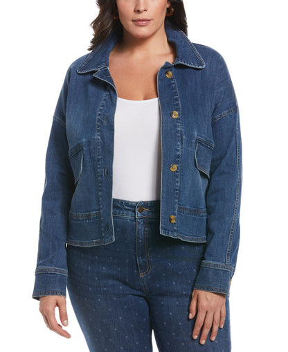 Cropped Oversized Denim Jacket (Coastal)