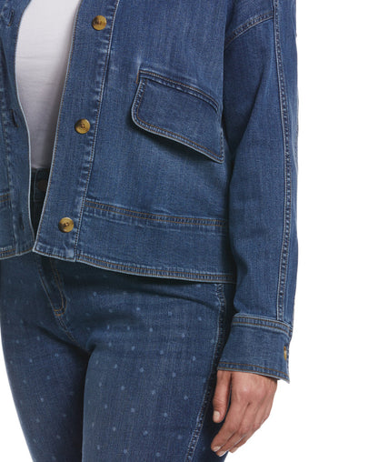 Cropped Oversized Denim Jacket (Coastal)