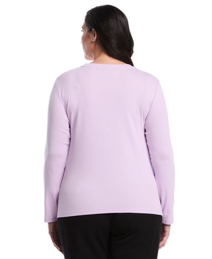 Plus Size Embellished Neck Top (Orchid Bloom)