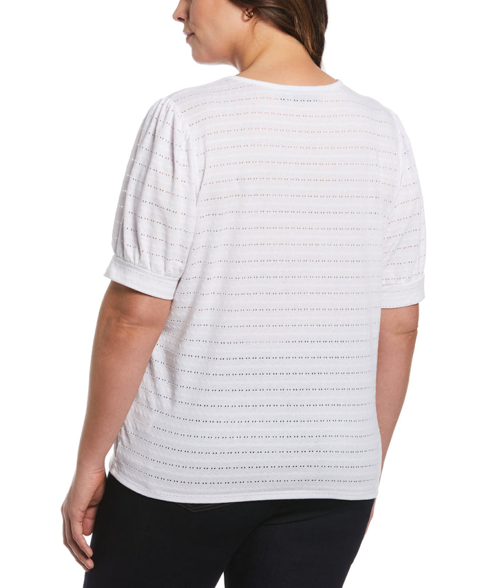 Knit Puff Sleeve Top (White)