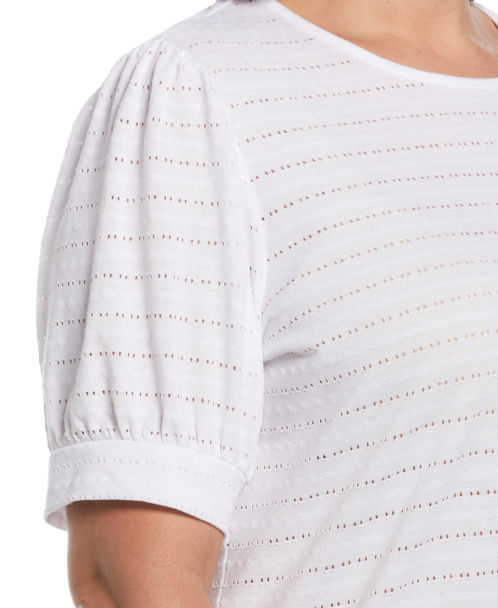 Knit Puff Sleeve Top (White)