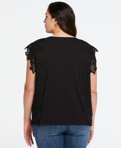 Knit Top with Lace Detail (Black)