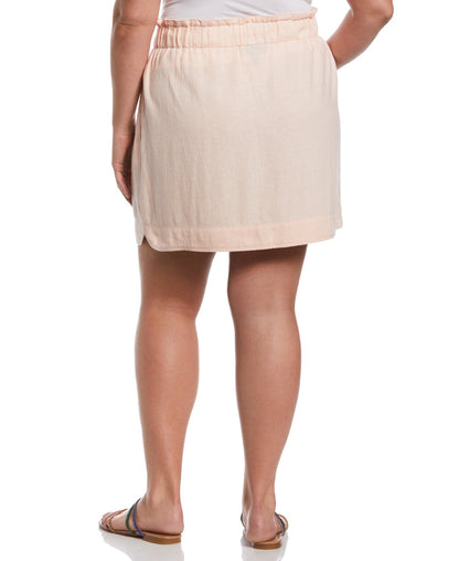 Linen Blend Drawcord Skirt (Peach Melba)