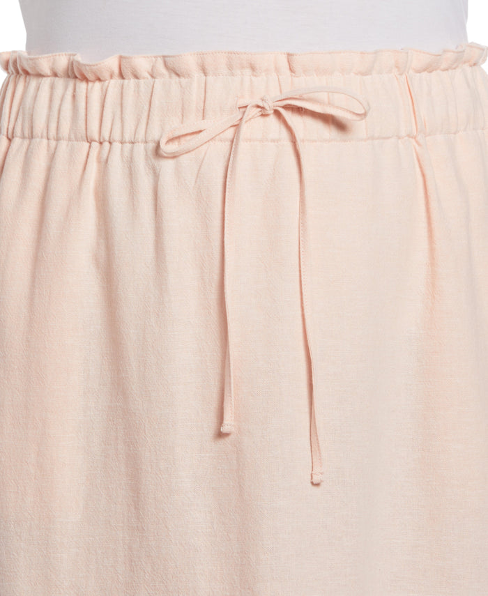 Linen Blend Drawcord Skirt (Peach Melba)
