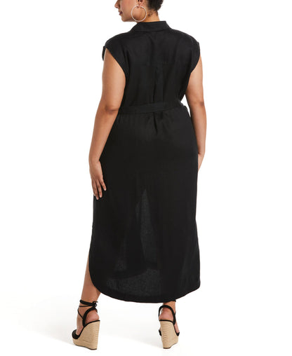 Stripe Linen Shirtdress (Black)