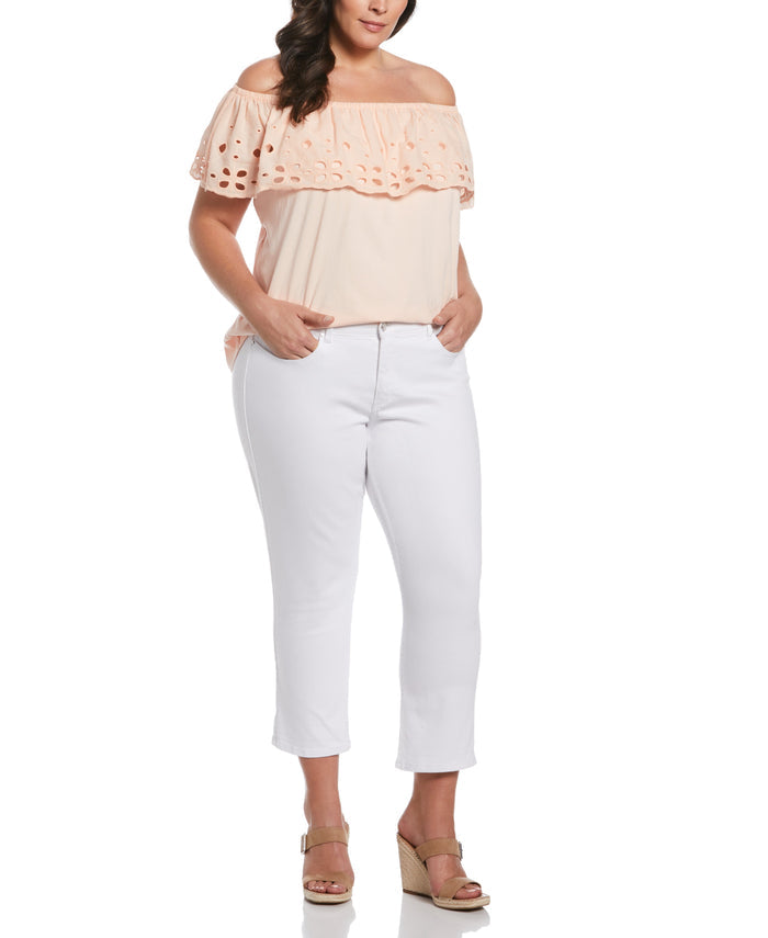 Off the Shoulder Mixed Media Top (Peach Melba)