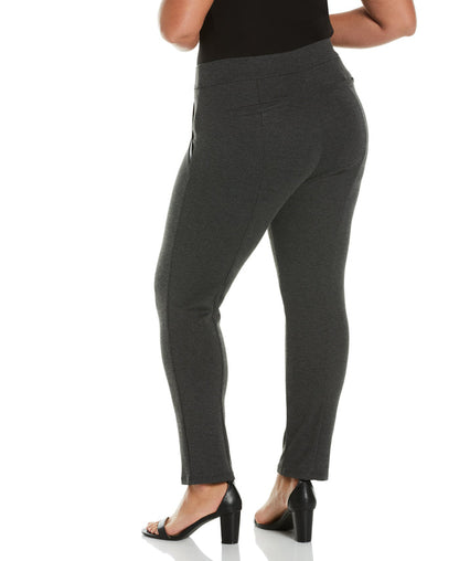 PLUS PONTE KNIT SLIM LEG PANT - COMFORT FIT (Charcoal Heather)