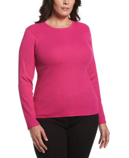 Ribbed Crew Neck Tee (Cosmo Pink)