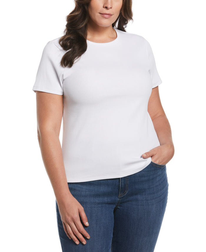 Ribbed Crew Neck Tee (White)