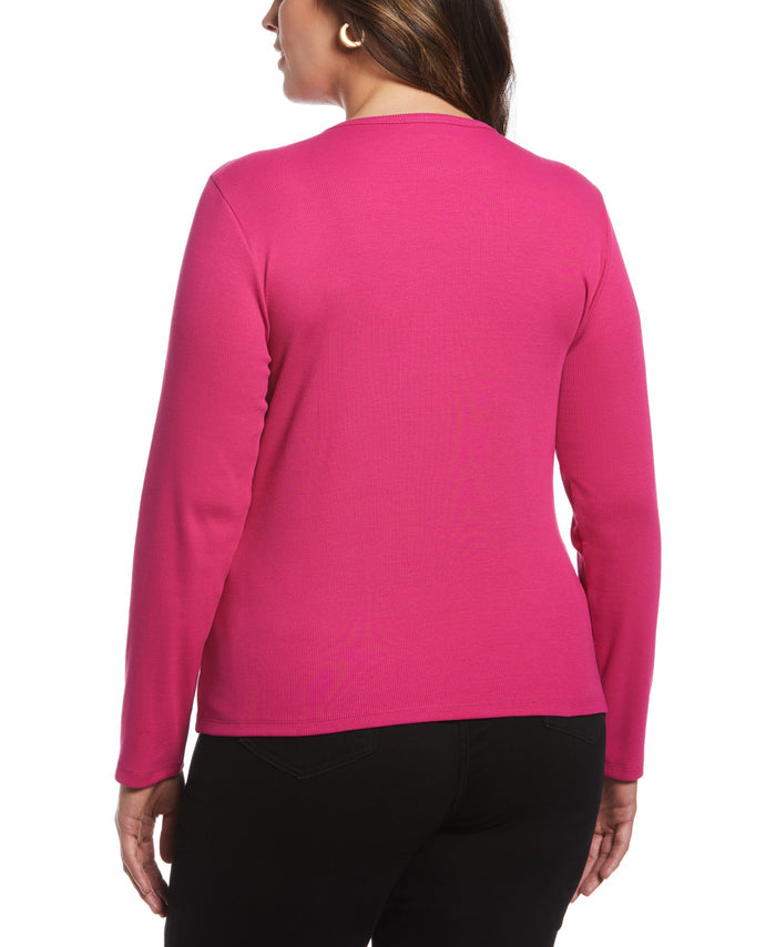 Ribbed Crew Neck Tee (Cosmo Pink)