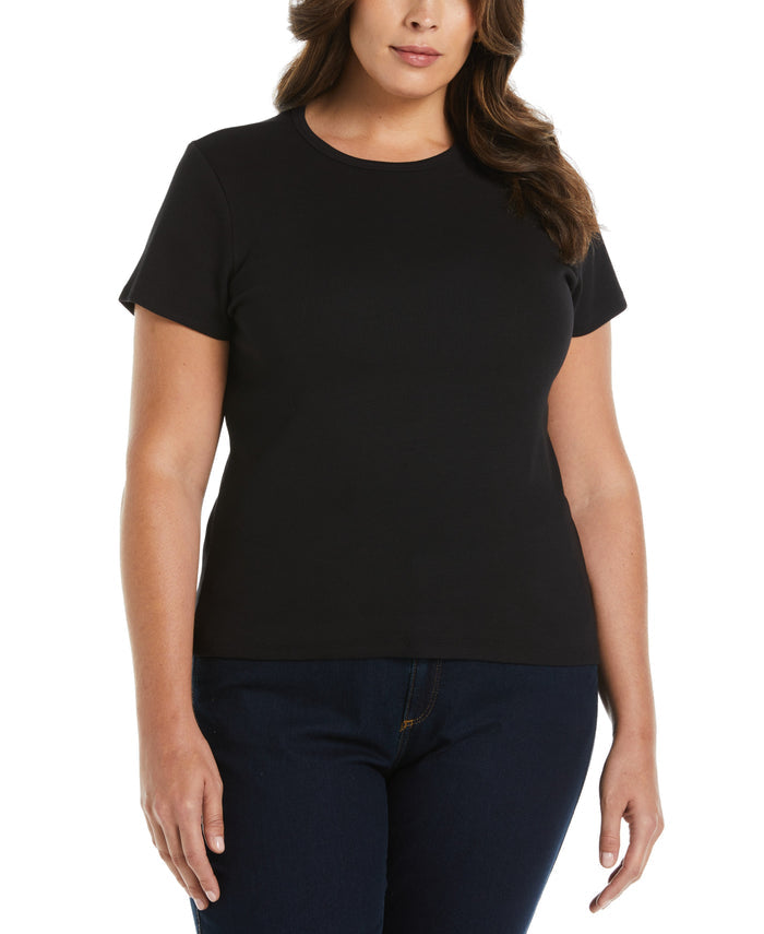 Ribbed Crew Neck Tee (Black)