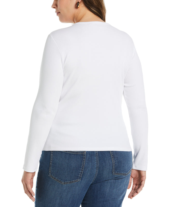 Ribbed Crew Neck Tee (White)