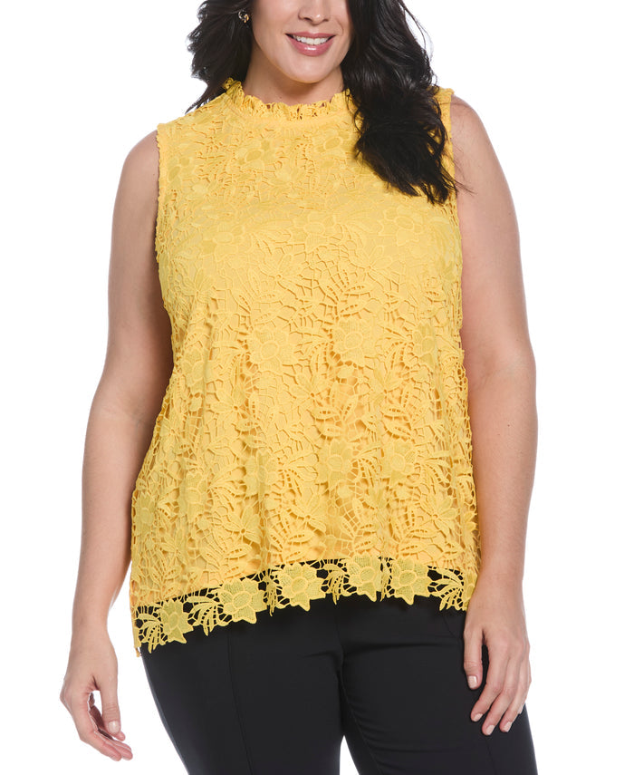Plus Size Scalloped Lace Top (Daffodil)