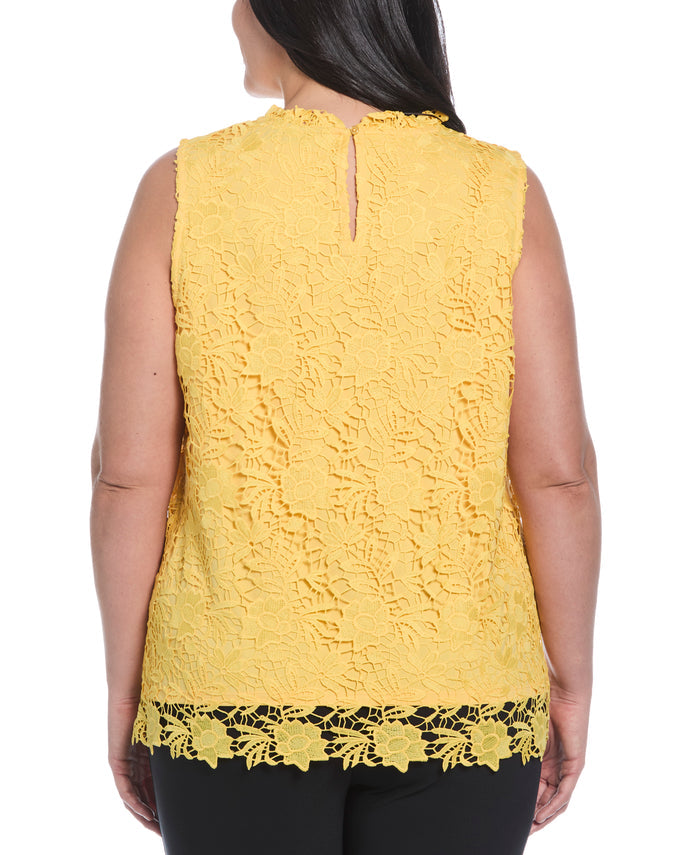 Plus Size Scalloped Lace Top (Daffodil)