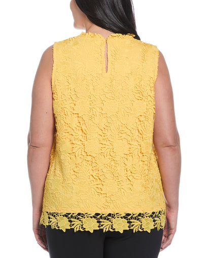 Plus Size Scalloped Lace Top (Daffodil)