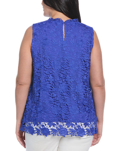 Plus Size Scalloped Lace Top (Dazzling Blue)