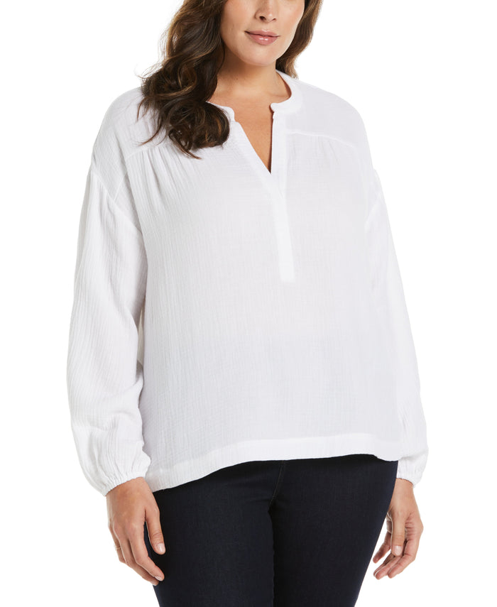 Solid Gauze Top (White)